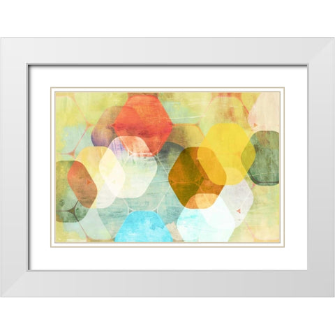 Rounded Hexagon II White Modern Wood Framed Art Print with Double Matting by PI Studio