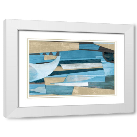 Cubist Shapes White Modern Wood Framed Art Print with Double Matting by PI Studio