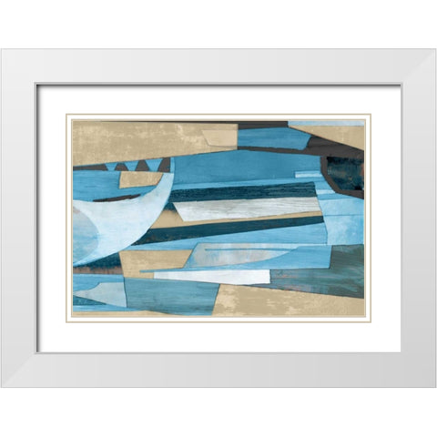 Cubist Shapes White Modern Wood Framed Art Print with Double Matting by PI Studio