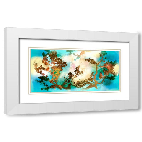 Watercolour Tree White Modern Wood Framed Art Print with Double Matting by PI Studio