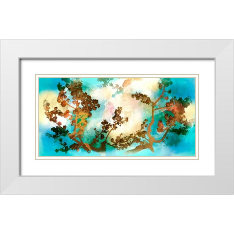 Watercolour Tree White Modern Wood Framed Art Print with Double Matting by PI Studio