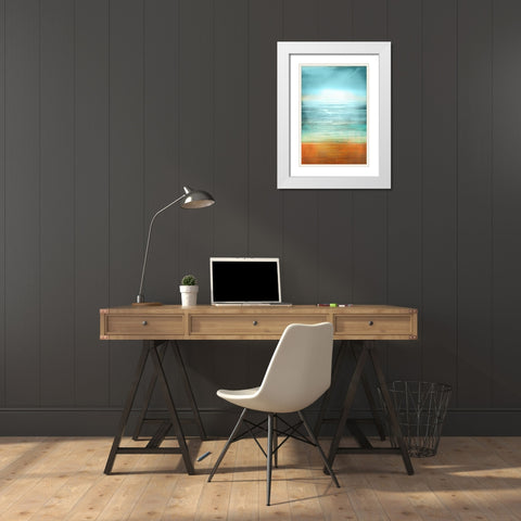 Ocean Abstract White Modern Wood Framed Art Print with Double Matting by PI Studio