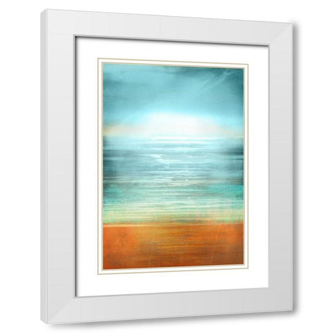 Ocean Abstract White Modern Wood Framed Art Print with Double Matting by PI Studio