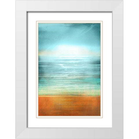 Ocean Abstract White Modern Wood Framed Art Print with Double Matting by PI Studio