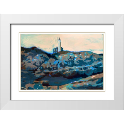 Lighthouse  White Modern Wood Framed Art Print with Double Matting by PI Studio