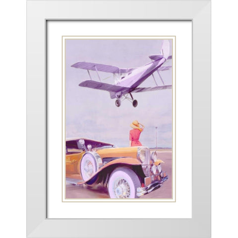 Vintage Airport White Modern Wood Framed Art Print with Double Matting by PI Studio