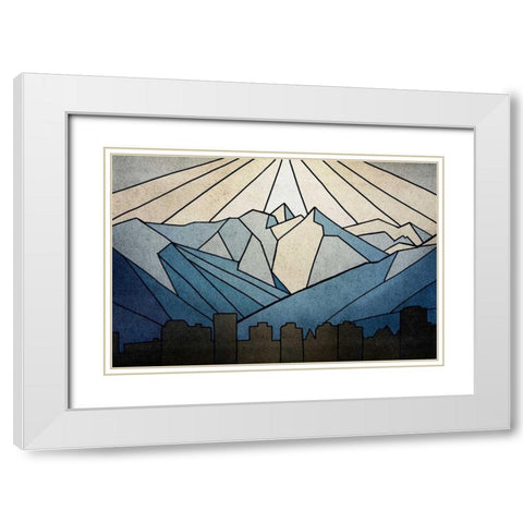 Geometric Mountain White Modern Wood Framed Art Print with Double Matting by PI Studio