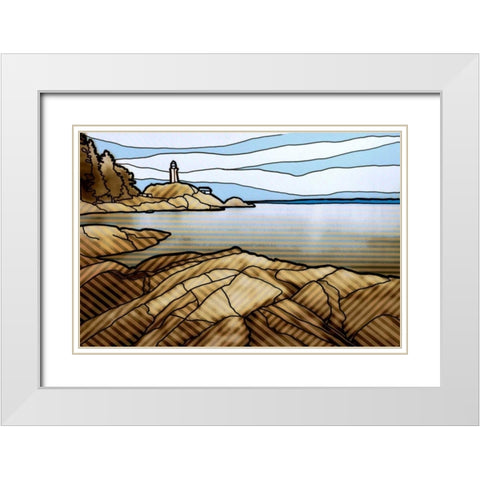 Graphic Lighthouse White Modern Wood Framed Art Print with Double Matting by PI Studio