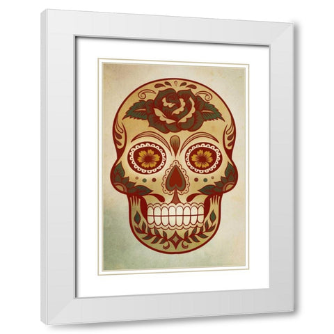 Day of the Dead Skull I White Modern Wood Framed Art Print with Double Matting by PI Studio