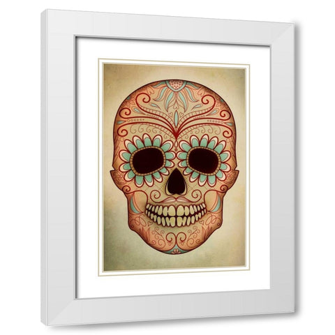 Day of the Dead Skull II White Modern Wood Framed Art Print with Double Matting by PI Studio