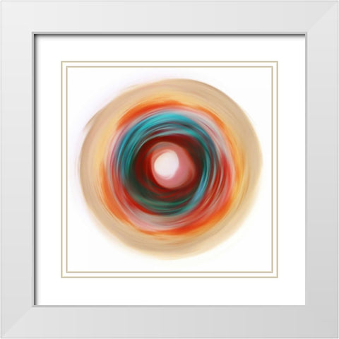 Soft Circle  White Modern Wood Framed Art Print with Double Matting by PI Studio