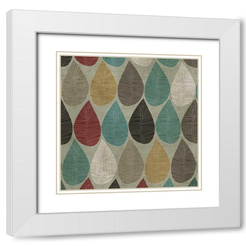 Pattern Leaves White Modern Wood Framed Art Print with Double Matting by PI Studio