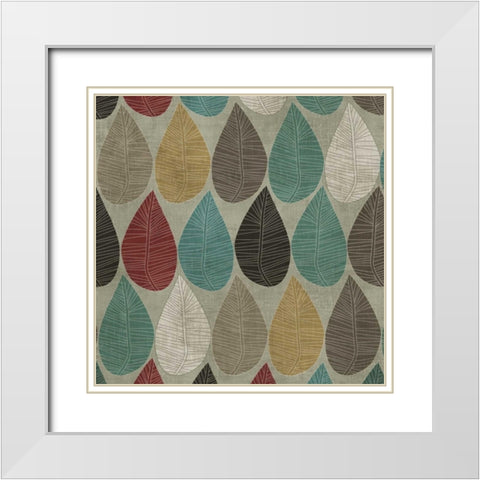 Pattern Leaves White Modern Wood Framed Art Print with Double Matting by PI Studio