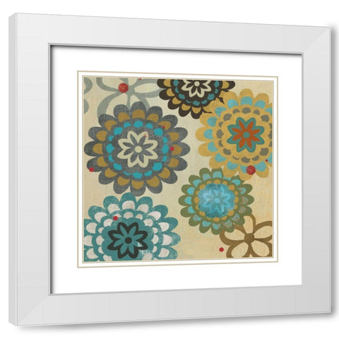 Floral Pattern I White Modern Wood Framed Art Print with Double Matting by PI Studio