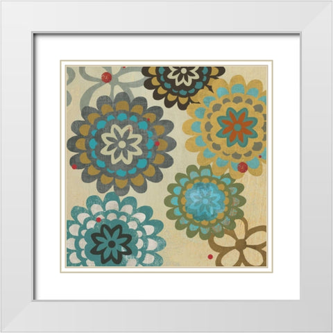 Floral Pattern I White Modern Wood Framed Art Print with Double Matting by PI Studio