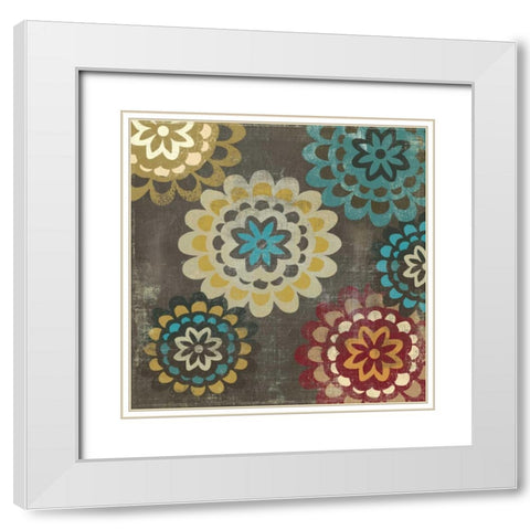Floral Pattern II White Modern Wood Framed Art Print with Double Matting by PI Studio