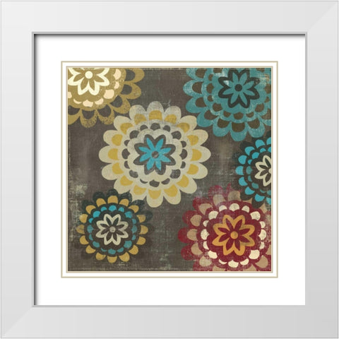 Floral Pattern II White Modern Wood Framed Art Print with Double Matting by PI Studio