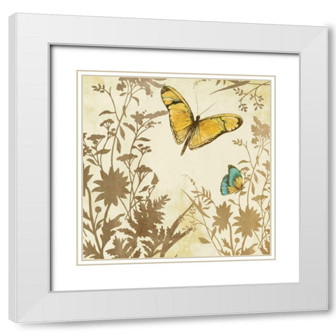 Butterfly in Flight I White Modern Wood Framed Art Print with Double Matting by PI Studio