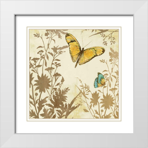 Butterfly in Flight I White Modern Wood Framed Art Print with Double Matting by PI Studio