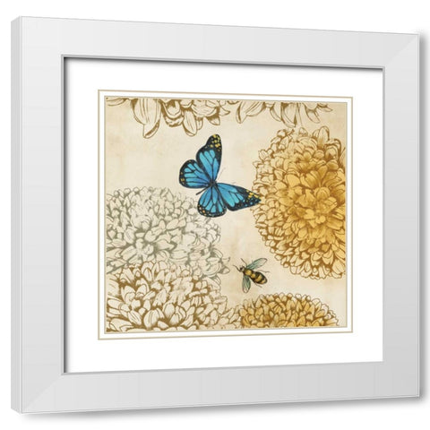 Butterfly in Flight II White Modern Wood Framed Art Print with Double Matting by PI Studio