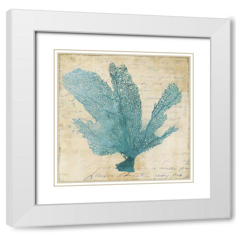 Blue Coral I  White Modern Wood Framed Art Print with Double Matting by PI Studio