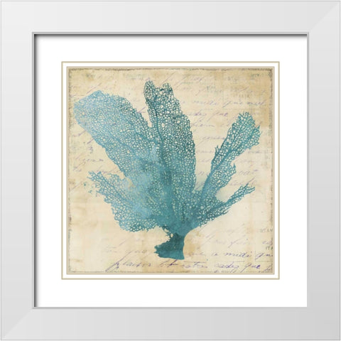 Blue Coral I  White Modern Wood Framed Art Print with Double Matting by PI Studio