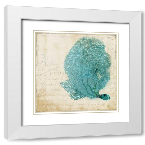 Blue Coral II White Modern Wood Framed Art Print with Double Matting by PI Studio