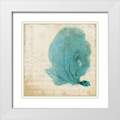 Blue Coral II White Modern Wood Framed Art Print with Double Matting by PI Studio