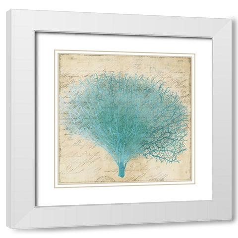 Blue Coral III White Modern Wood Framed Art Print with Double Matting by PI Studio