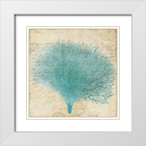 Blue Coral III White Modern Wood Framed Art Print with Double Matting by PI Studio