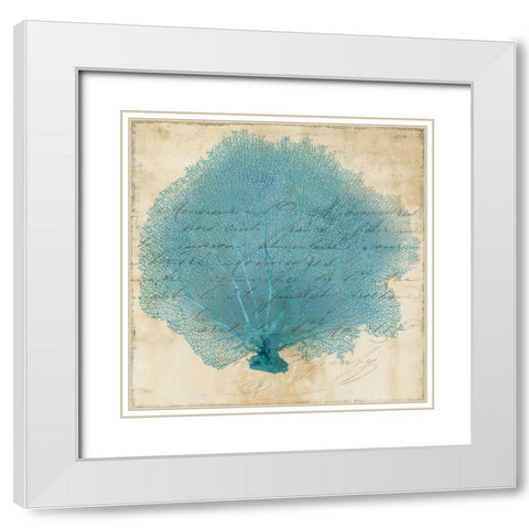 Blue Coral IV White Modern Wood Framed Art Print with Double Matting by PI Studio