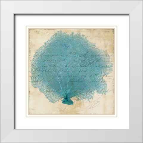 Blue Coral IV White Modern Wood Framed Art Print with Double Matting by PI Studio