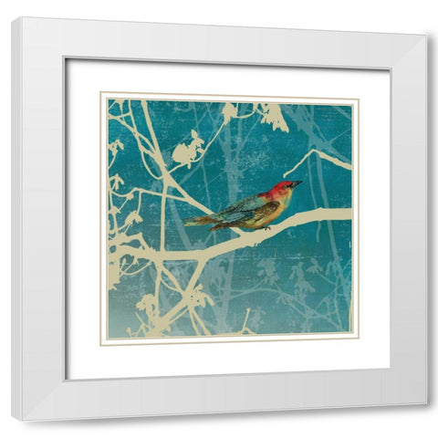 Blue Bird I White Modern Wood Framed Art Print with Double Matting by PI Studio