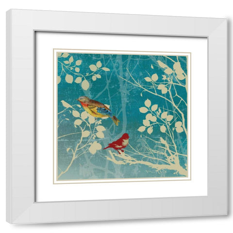 Blue Bird II White Modern Wood Framed Art Print with Double Matting by PI Studio