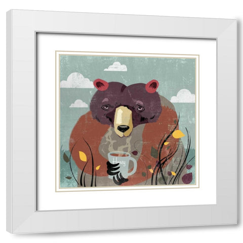 Honey bear White Modern Wood Framed Art Print with Double Matting by PI Studio