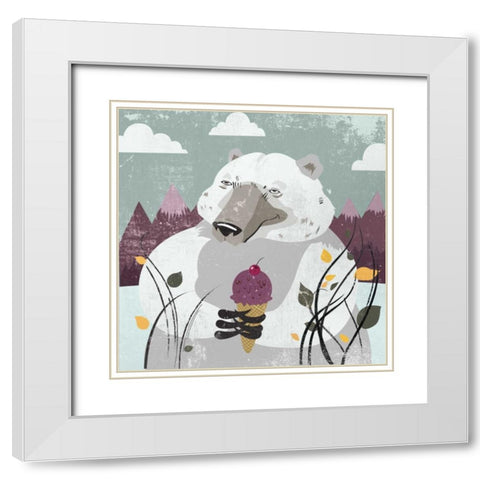 Polar Bear White Modern Wood Framed Art Print with Double Matting by PI Studio