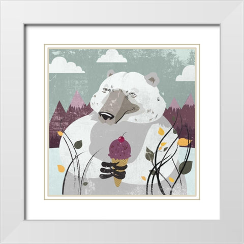 Polar Bear White Modern Wood Framed Art Print with Double Matting by PI Studio