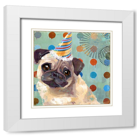 Pug Love White Modern Wood Framed Art Print with Double Matting by PI Studio