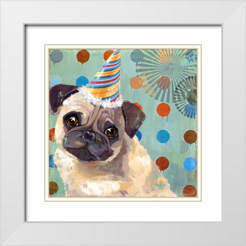 Pug Love White Modern Wood Framed Art Print with Double Matting by PI Studio