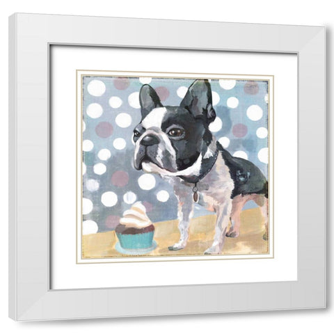 Pug Birthday White Modern Wood Framed Art Print with Double Matting by PI Studio