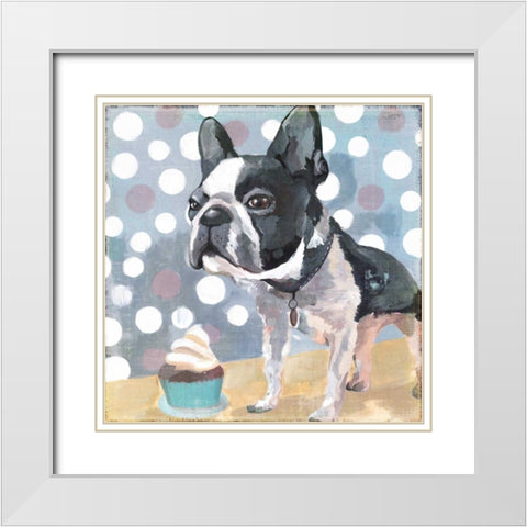 Pug Birthday White Modern Wood Framed Art Print with Double Matting by PI Studio