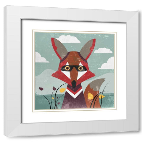 Fox White Modern Wood Framed Art Print with Double Matting by PI Studio