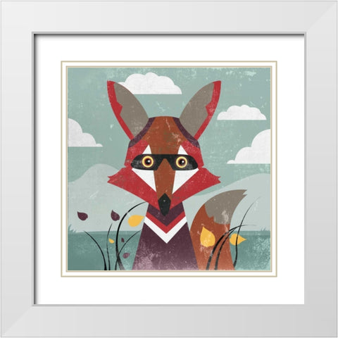 Fox White Modern Wood Framed Art Print with Double Matting by PI Studio