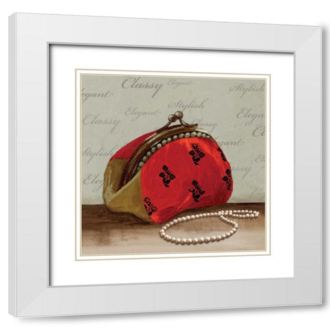 Red Bag White Modern Wood Framed Art Print with Double Matting by PI Studio