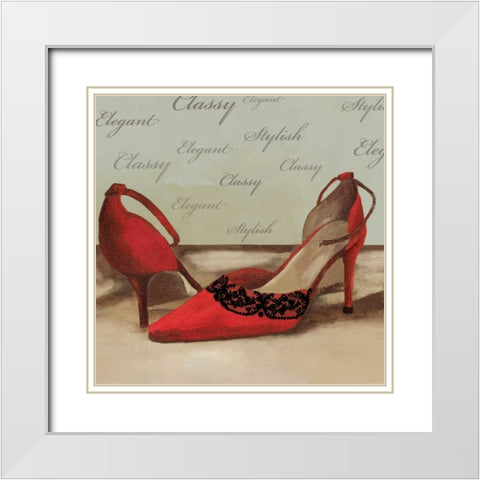 Red Pumps White Modern Wood Framed Art Print with Double Matting by PI Studio