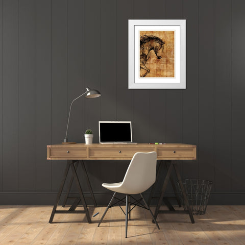 Stallion I - Print on Demand White Modern Wood Framed Art Print with Double Matting by PI Studio