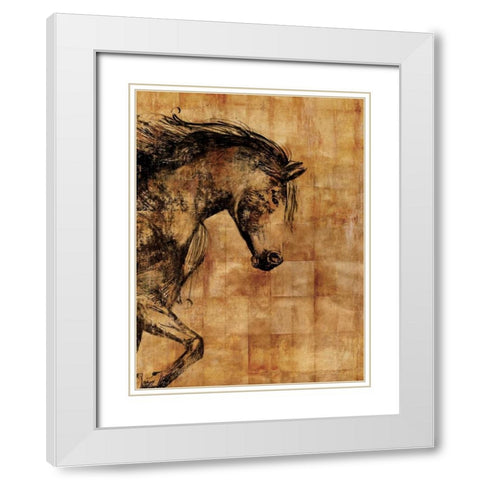 Stallion I - Print on Demand White Modern Wood Framed Art Print with Double Matting by PI Studio