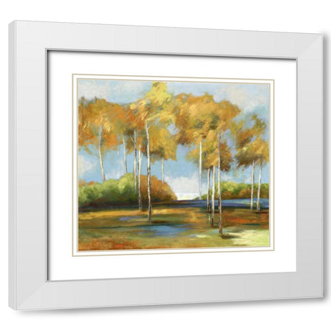 Breezy Birches White Modern Wood Framed Art Print with Double Matting by PI Studio