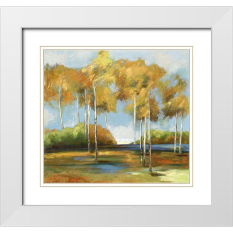 Breezy Birches White Modern Wood Framed Art Print with Double Matting by PI Studio