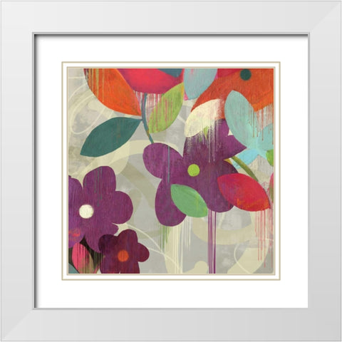 Graphitti Flower I White Modern Wood Framed Art Print with Double Matting by PI Studio